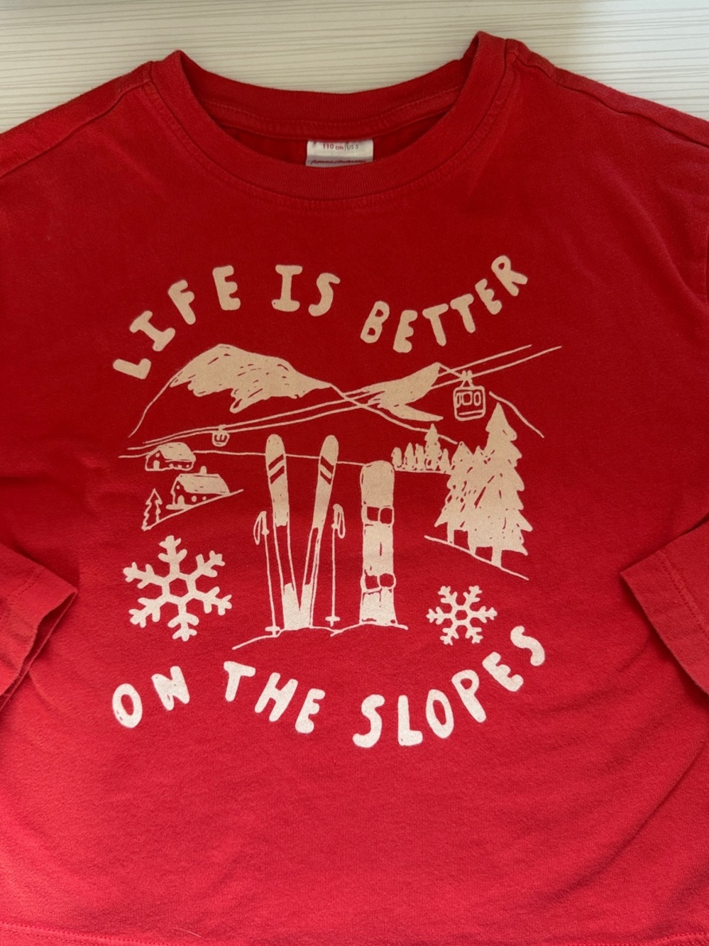Hanna Andersson Red Long-Sleeve 'Life Is Better On The Slopes' Graphic Tee